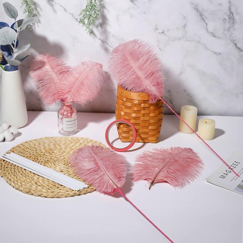 Holmgren Pink Craft Ostrich Feathers - 20pcs Making Kit 22 Inch Ostrich Feathers for Vase, Floral Arrangement, Wedding Party Centerpieces Home Decorations (Lotus Pink) - Image 5